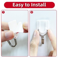 25 Wire Hooks for Hanging Heavy Duty with Strips no Damage,Adhesive Wall Hook…