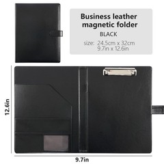 Faux Leather Portfolio with Clipboard – A4/Letter Size Legal Pad Holder, Resu…