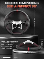 Full Leather Steering Wheel Frame compatible with Toyota Tacoma (2012-2023), …