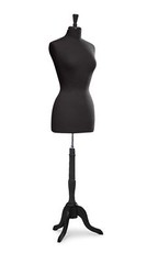 Women’s Dressmaker Form Seamstress Black Jersey Mannequin Size 8 Wood Base