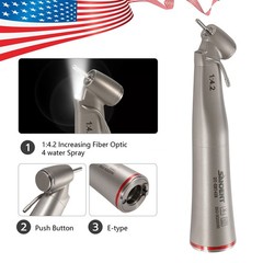 Dental Optic Fiber LED 1:4.2 Increasing Handpiece 45°Angle Head External Channel