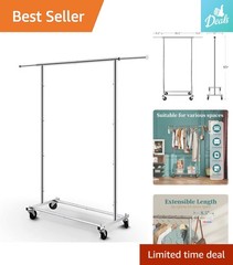 Lightweight Rolling Garment Organizer with Adjustable Rod – Ideal for Any Room