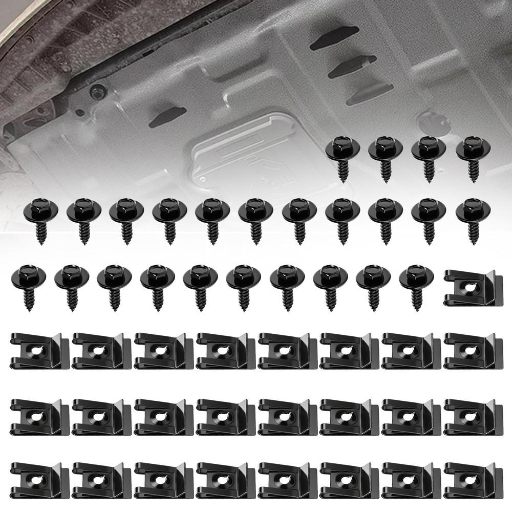 50PCS Universal M4.2 Fender Liner Screws U-Nut Clips Car Engine Splash Fasteners