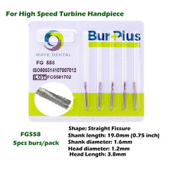 Dental Straight Fissure Carbide Burs FG Drill Bit FG 555 556 557 557L High Speed