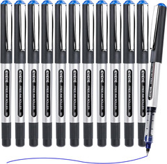 Blue Rollerball Pens 0.5Mm, 12 Pack Liquid Ink Roller Ball Pen Extra Fine Point