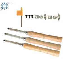 3 Piece Set Carbide Woodturning Tool Mini Size Diamond Shape Round & Square Tool