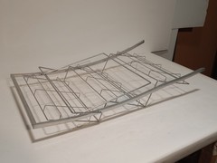 Lot of 2 Unbranded steel display racks, 28 x 16 x 5 in, 3 tiers 14.5×7.5 in each