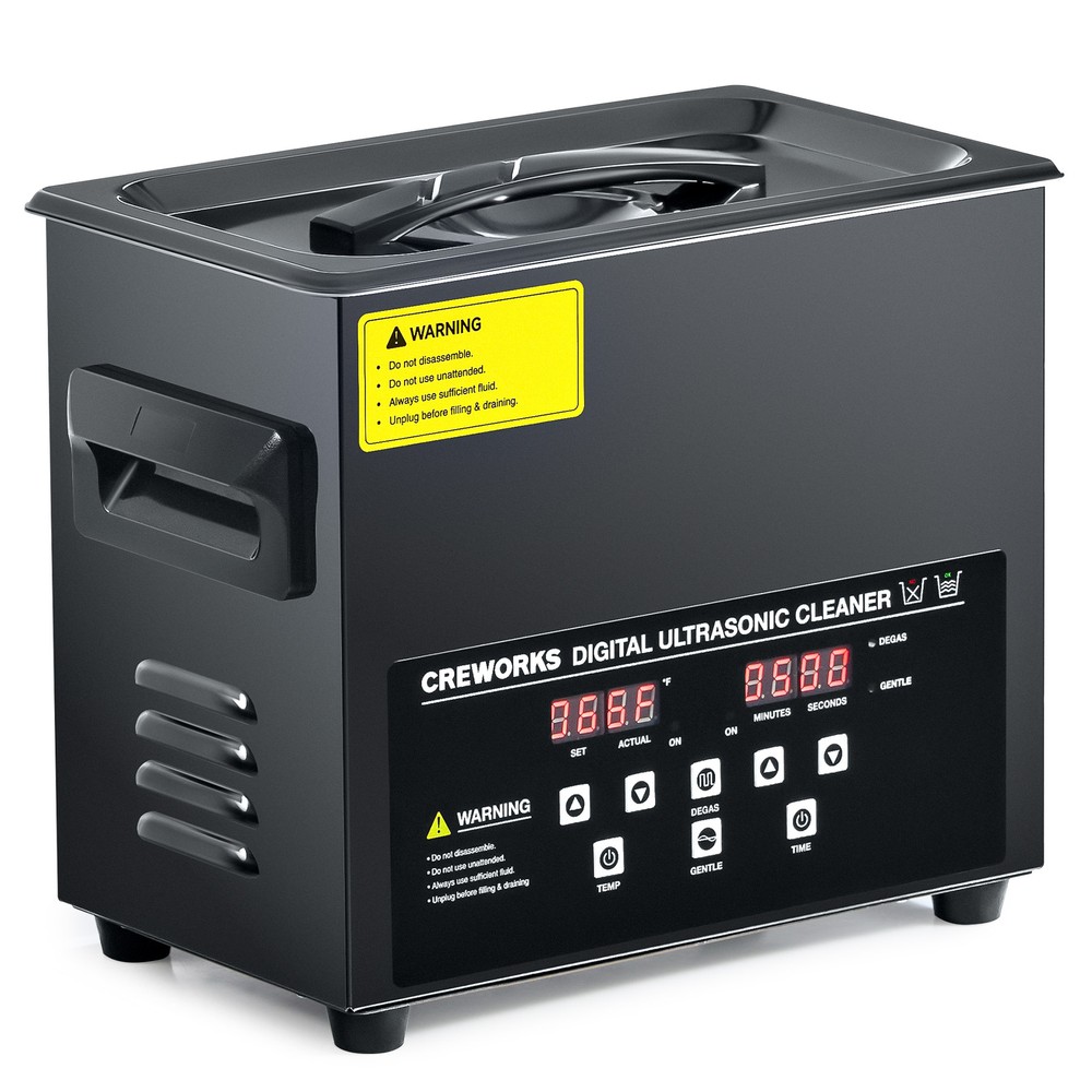 CREWORKS 3L Ultrasonic Cleaner Titanium Steel 300W Heater w/ Degas & Gentle Mode