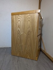 Vintage Industrial Mission Style Oak Wood Filing File Cabinet 2 Drawer Brass N54