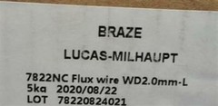 (5 kg) Lucas-Milhaupt Braze 7822NC Flux Wire WD2.0mm-L