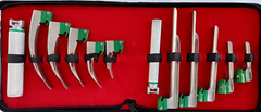GERMAN LARYNGOSCOPE SET 12PCS INTUBATION BLADES + 2 HANDLE FIBER-OPTIC KIT