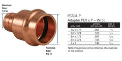 NIBCO 1/2 In. Press x 1/2 In. Pex Copper Adapter – 1 Each 1/2″ x 1/2″