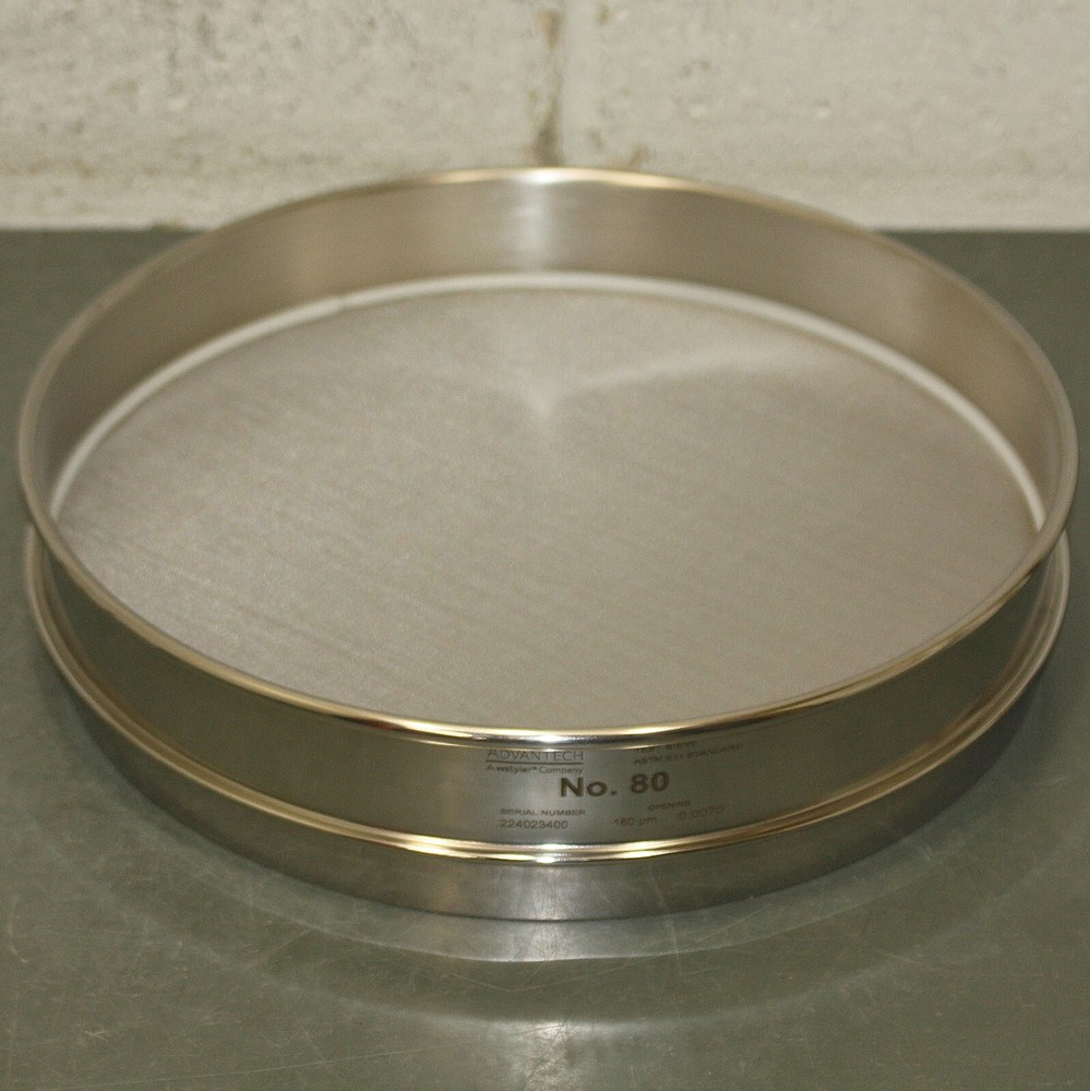 Advantech 12″ Test Sieve 80SS12H, 180 Micron, #80 Mesh, Stainless Steel Cloth