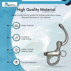 MARINE CITY 316 Grade Stainless Steel Fixed Bail Snap Shackle with Quick…