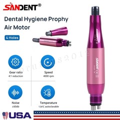 Dental Hygiene Prophy Handpiece Air Motor 4 Holes 4:1 Nose Cone 360°Swivel Pink