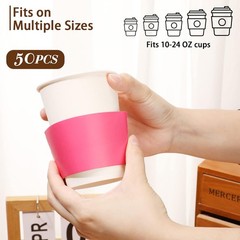50 Pcs Coffee Cup Sleeves for Cold and Hot Drinks Disposable Corrugated Kraft