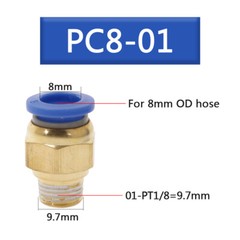8mm or 5/16″ OD to 1/8″ NPT Male Straight Push In Connect Tube Fitting NEW-
