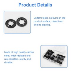 340pc Internal Tooth Star Lock Spring Quick Washer Push On Speed Nut Assortment
