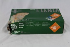 Safety Zone Vinyl Latex free Gloves clear Size Medium Box Of 100 GVP9-XL-1 NEW