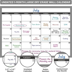Ample Space 40″ x 28″ Laminated Dry Erase Calendar for Home, School, & Office