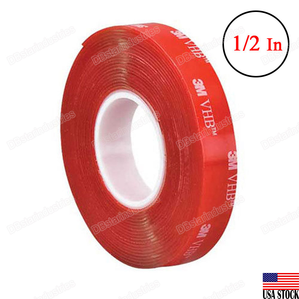 3M VHB Heavy DutyTranspare Double Sided Tape 4910 Clear 1/2” Width x 15 Ft