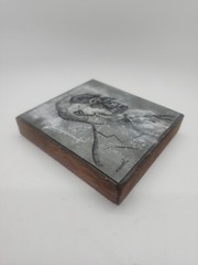 Vintage large letterpress printing block man’s profile portrait