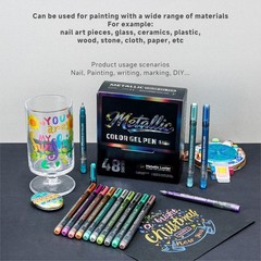 Metallic Pens Acrylic Paint 48 Colors,1.0mm Medium Point Glitter Pens,Waterpr…