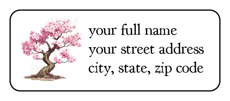 30 Cherry Blossom tree personalized return address labels stickers tags