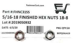 (50) 5/16-18 Finished Hex Nuts Stainless Steel (50 Pieces) Free Shipping