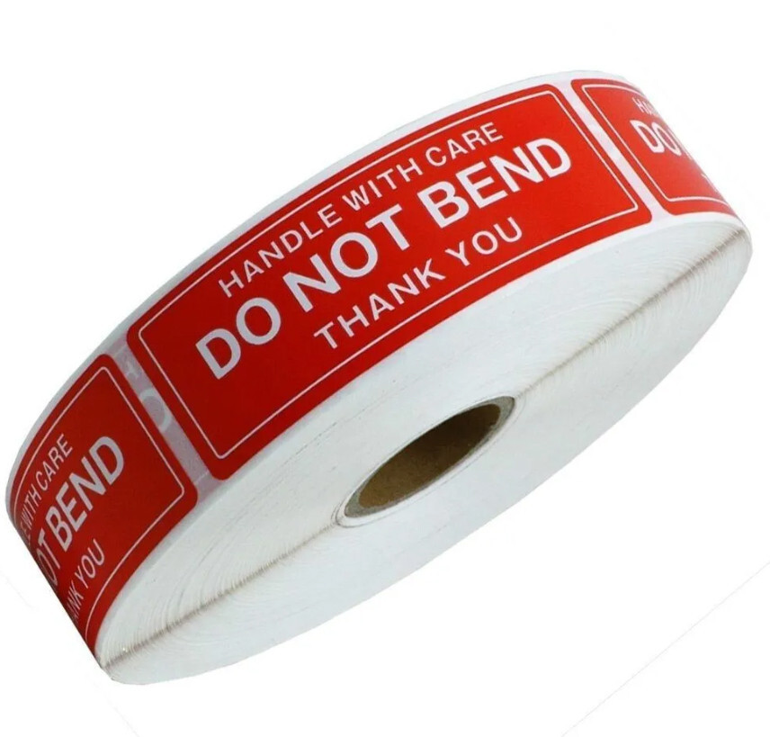 1000 DO NOT BEND Package Fragile Stickers Roll Handle With Care 1″ x 3″