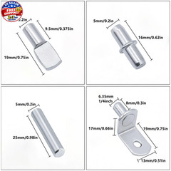 120Pcs Shelf Pins Kit,4 Styles Nickel Plated Shelf Support Pegs,Plated Shelf Pin