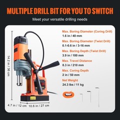 Muti-Purpose Magnetic Drill 1300W 2922lbf/13000N Portable Mag Drill Press 810RPM