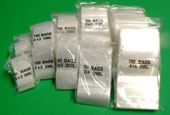 2500 Zip Seal Lock Bags Clear 2Mil Assortment of 5 Sizes 500 each Total 2,500