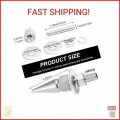 SHMZK 4 PCS Spikes License Plate Screws for Car, Anti Theft Spike Shape Aluminum