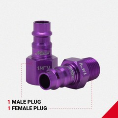 Milton ColorFit 3 Piece Purple V Style High Flow Coupler Plug Set 14 NPT