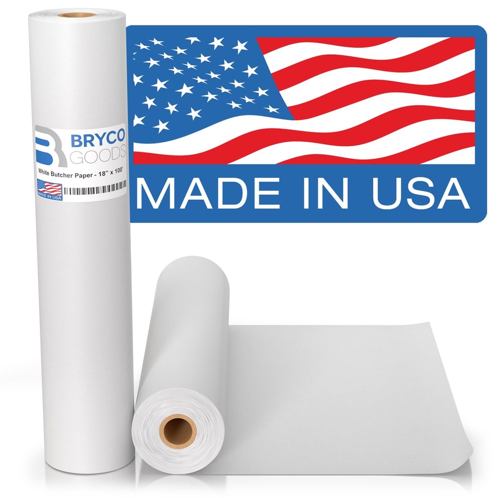 Bryco Goods White Kraft Butcher Paper Roll – 18″ 18 Inches x 100 Feet,