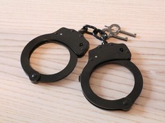 Black Hand Cuffs Stealth Law Enforcement Security Heavy Duty Cuffs Keys Lock
