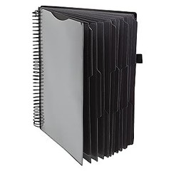 Spiral Folder Organizer – 5 Dividers & 10 Pockets with Zipper Pouch, Multi