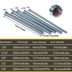 5pcs ≈21cm Spring Bending Tube Pipe Bender 1/4″ 5/16″ 3/8″ 1/2″ 5/8″ Silver Set