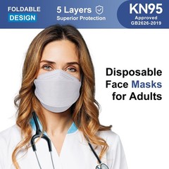 KN95 Face Masks Disposable Adults – 50 Pack 5 Layer Protection Dust Breathabl…