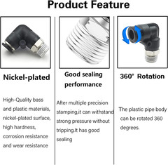 1/2 Npt Push to Connect Air Fitting 1/4 Inch OD Tubing Elbow Air Line Quick Con