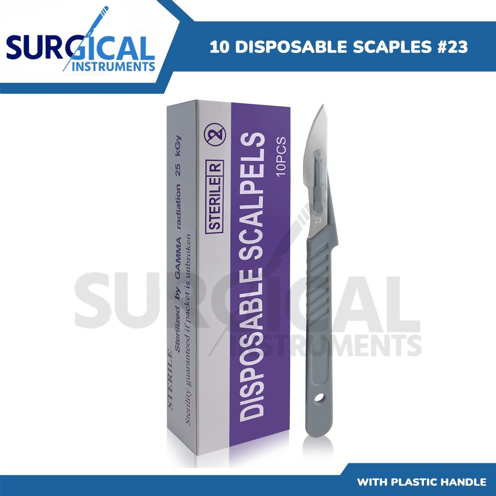 10 Disposable Scalpel # 23 Sterile Plastic Handle Taxidermy & Dissections Hi-Q