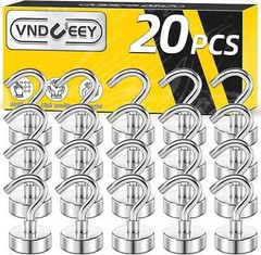 20 pcs Magnetic Hooks 25lbs+ Neodymium Rare Earth With 3 Layers Ni Super Strong