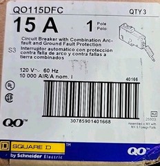 Lot of 6 Square D QO115DFC 15 Amp Dual Function 1-Pole Pigtail Breakers GFI CAFI
