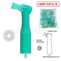 100pcs Dental Prophy Brush Cup Disposable 105° Angle Polish Brushes Green