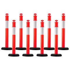 Uimoso Set of 9 Traffic Delineator Posts with Fillable Bases, 48 Inches Tall