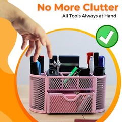 Pen Holder Desk Organizer – 9-Compartment Pencil Holder Desk Organizer with D…