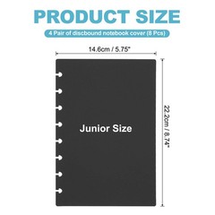 4 Pair Discbound Notebook Cover, Junior Size Planner Cover, Black