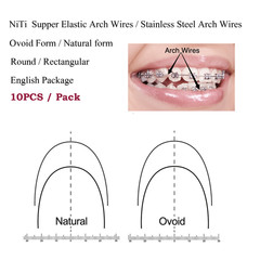 10pcs/pk Orthodontic Arch Wire Niti Stainless Steel Round Rectangular Natural