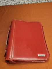 Franklin Covey red leather zipper binder planner 7 ring 10.5 x 8
